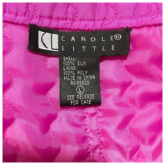 NWOT Carole Little, Quilted Fuchsia Violet, Cropped Style 💯% Silk Blazer - Picture 6 of 6